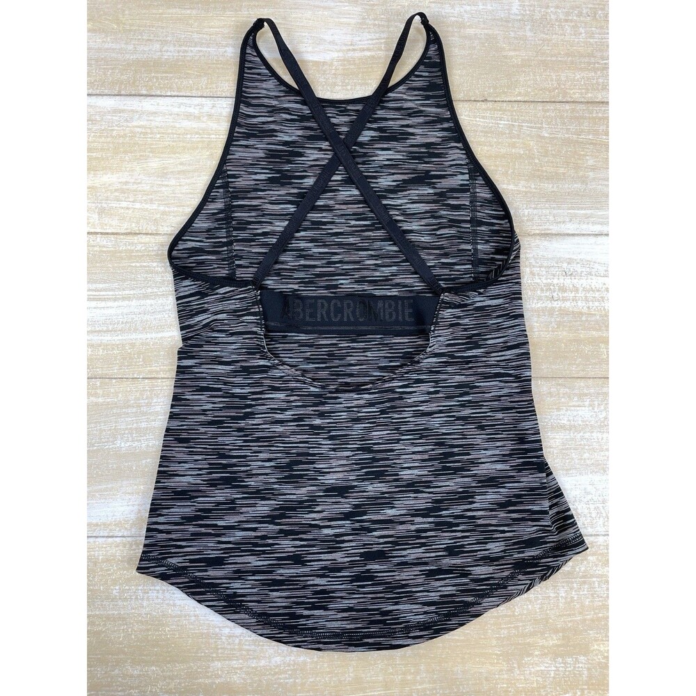 Abercrombie Fitch Women’s M Tank Top Gray Black Heather Athletic Strappy Back